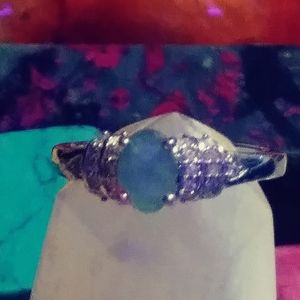 MEN' GRANDIDERITE-(RARE)/ CLUSTERS OF WHITE ZIRCON. STERLING RING. R-198916